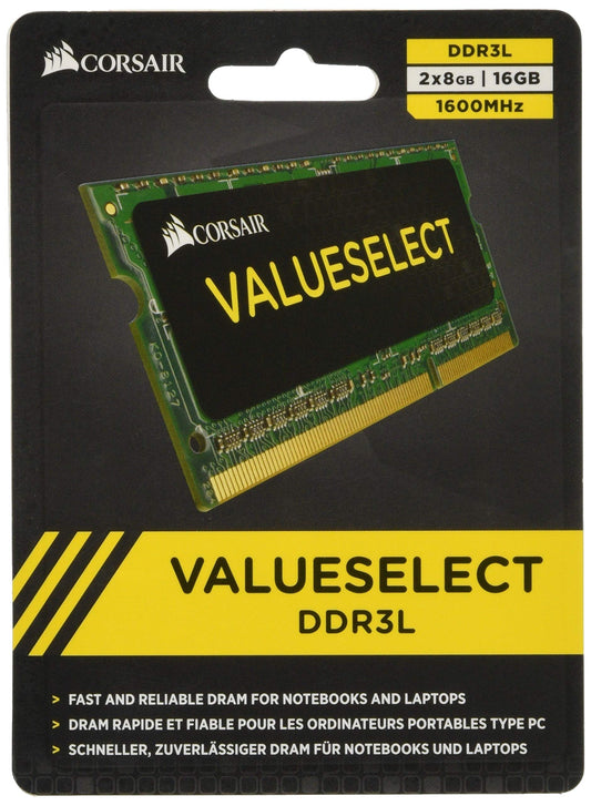 Corsair CMSO16GX3M2C1600C11 16GB (2x8GB) 1600MHz PC3-12800 204-Pin DDR3 SODIMM Laptop Memory Kit 1.35V