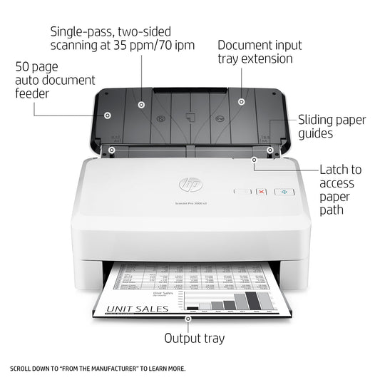 Refurbished HP ScanJet Pro 3000 s3 Sheet-feed OCR Scanner(L2753A#BGJ)