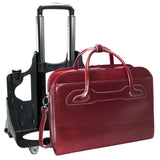 McKlein 94986 USA Willowbrook 15" Leather Patented Detachable -Wheeled Ladies' Laptop Briefcase Red