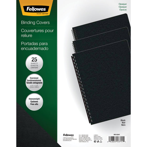 FELLOWES FLW5224701, Futura Presentation Covers, Oversize, 25-Pack (Black)