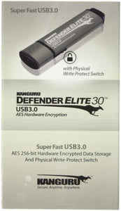 Kanguru Defender Elite30, Hardware Encrypted, Secure, SuperSpeed USB 3.0 Flash Drive, 128G
