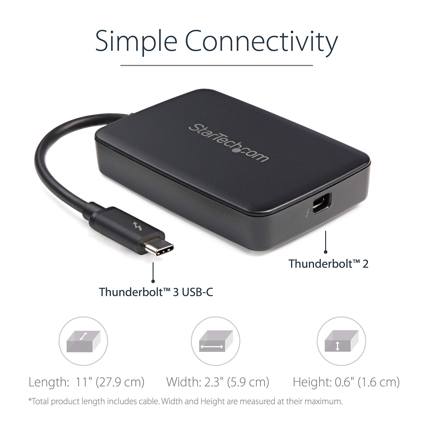 STARTECH Thunderbolt 3 to Thunderbolt 2 Adapter Backward Compatible(TBT3TBTADAP), Black