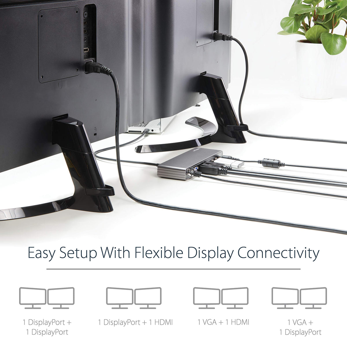 StarTech.com Dual 4K Monitor Thunderbolt 3 Dock with DisplayPort, HDMI & VGA - 85W Power Delivery + Charging - Mac & Windows (TB3DK2DHV)