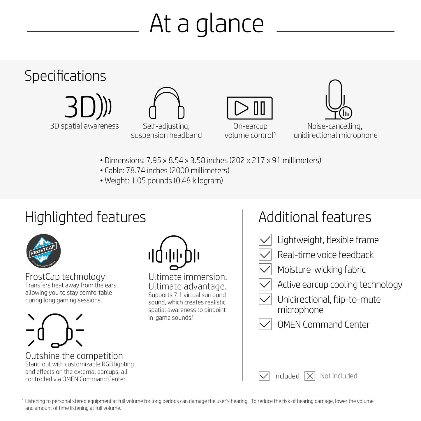 OMEN by HP Mindframe PC Gaming Headset with World's First FrostCap Active Cooling Technology (black)