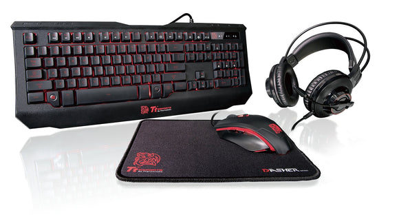 Thermaltake KB-GCK-PLBLUS-01 4-in-1 Keyboard & Optical Gaming Mouse/Headset/Mouse Pad Combo Kit