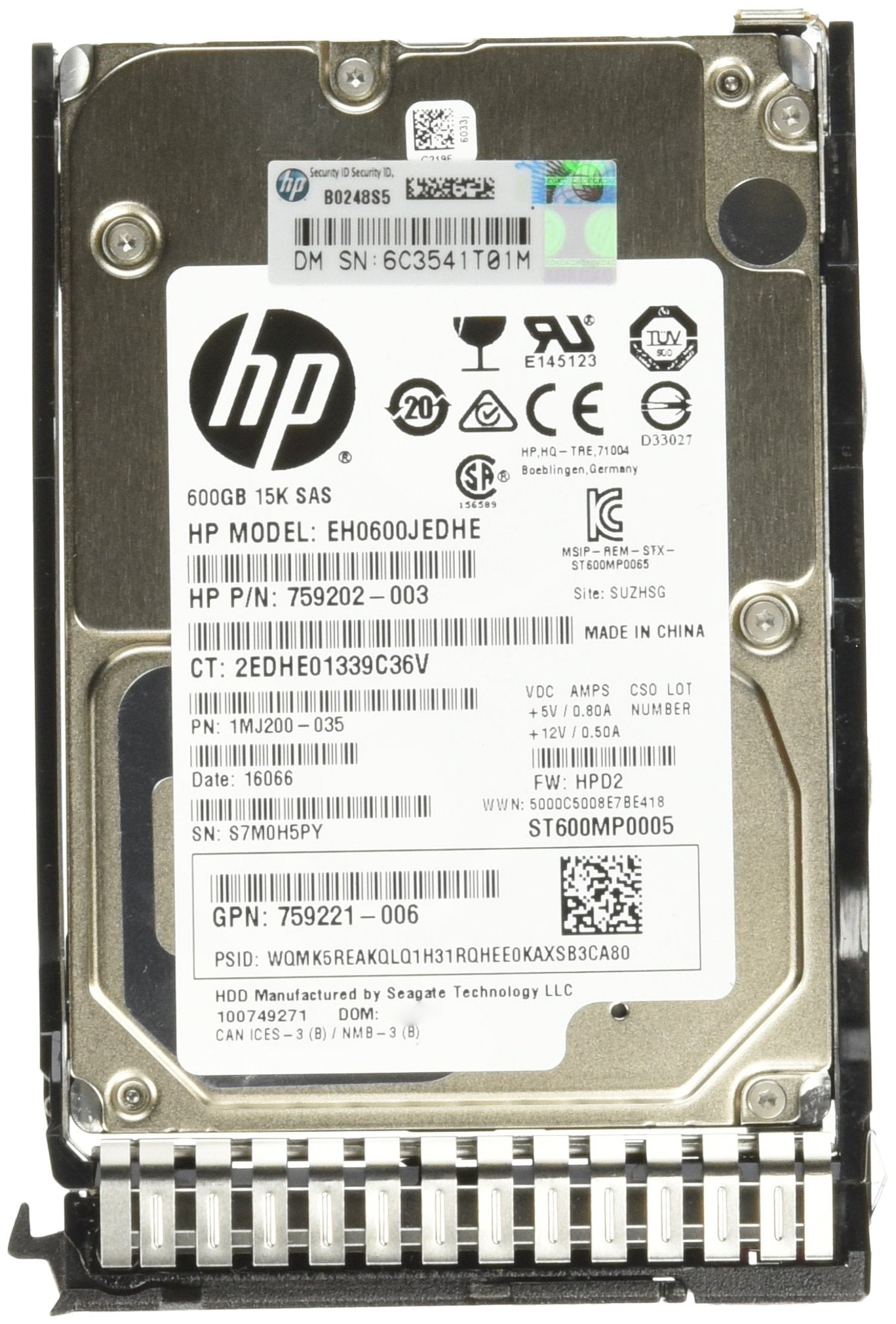 HP Office Hard Drive Hot-Swap 600 Cache 2.5-Inch Internal Bare or OEM Drives 759212-B21
