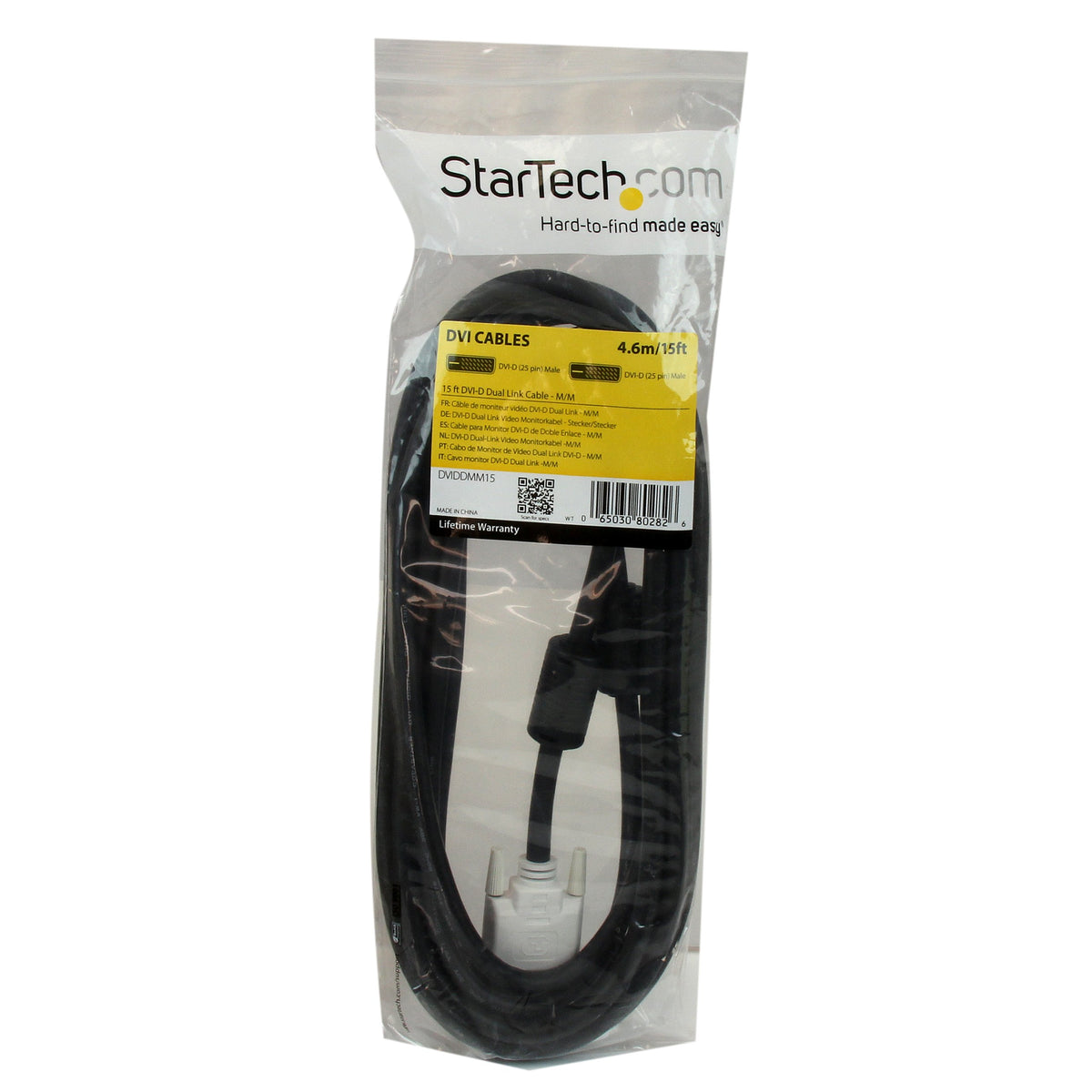 StarTech.com Dual Link DVI Cable - 15 ft - Male to Male - 2560x1600 - DVI-D Cable - Computer Monitor Cable - DVI Cord - Video Cable