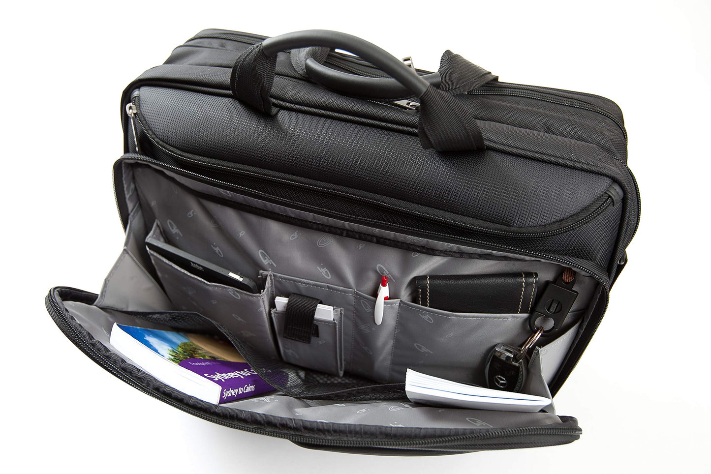 Large 17 inch Laptop Pilot Case - with Webbing Strap for Roller Bag Attachment by Gino Ferrari | Dual Padded Compartments for 17" Laptops & 14 Inch Tablets / Ipads (Metis GF1044)