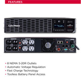 CyberPower PR2000RT2UN Smart App Sinewave UPS System, 2000VA/2000W, 8 Outlets, 2U Rack/Tower, Rmcard205 Pre-Installed