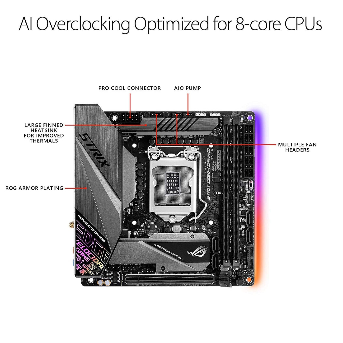 ASUS ROG Strix Z390-I Gaming LGA1151 (Intel 8th and 9th Gen) Mini ITX (MITX) DDR4 DP HDMI M.2 USB 3.1 Gen2 Motherboard