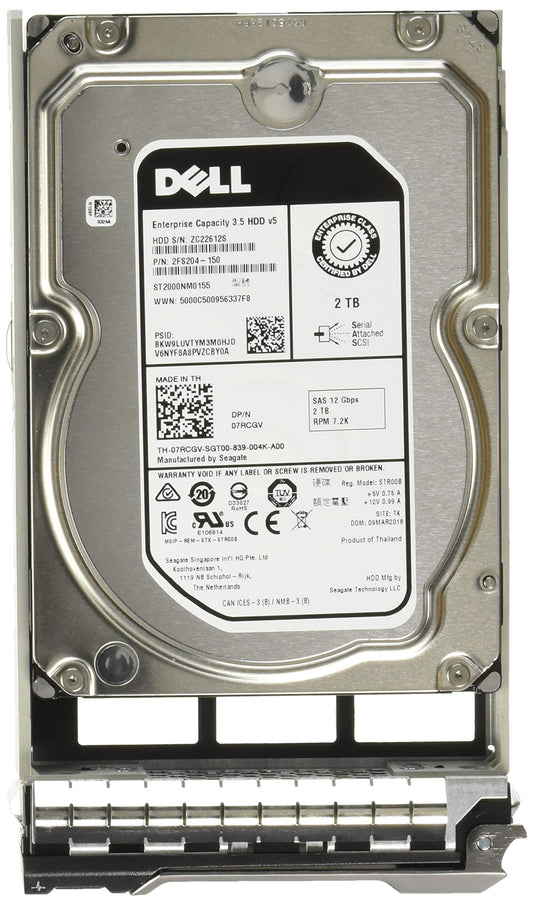 Dell - Hard drive - 2 TB - hot-swap - SAS - NL - 7200 rpm - for PowerEdge R230, R330, R430, R530, R730, R730xd, T330 (3.5"), T430 (3.5"), T630 (3.5")