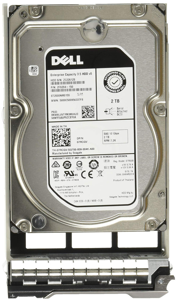 Dell - Hard drive - 2 TB - hot-swap - SAS - NL - 7200 rpm - for PowerEdge R230, R330, R430, R530, R730, R730xd, T330 (3.5