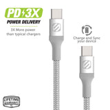 SCOSCHE CCB10SR-SP Strikeline Premium USB-C to USB-C Charge & Sync Braided Cable 10-ft. Silver