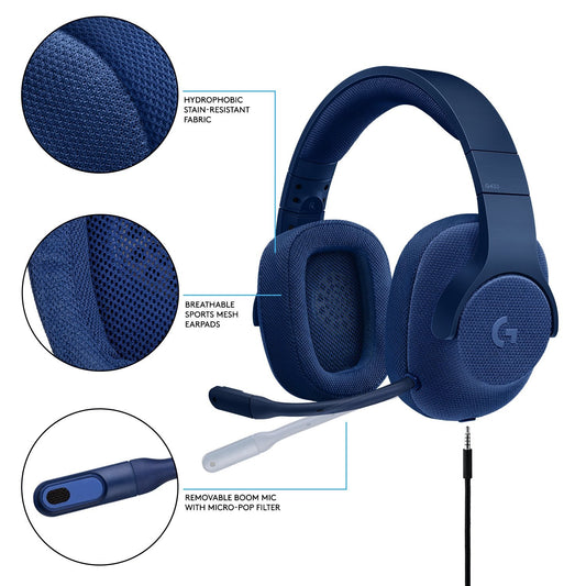 Logitech G433 7.1 Wired Surround Gaming Headset for PC, PS4, PS4 PRO, Xbox One, Xbox One S, Nintendo Switch, Blue (981-000681)