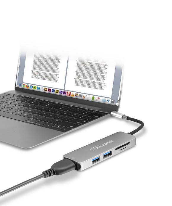 Aluratek (AUMC0302F) USB Type-C Multimedia Hub & Card Reader with HDMI