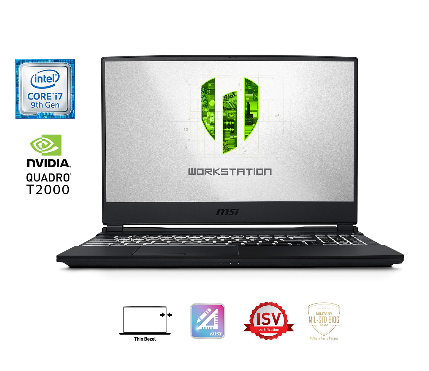 MSI WE65 9TJ-015CA 15.6" FHD Mobile Workstation Intel Core i7-9750H Quadro T2000 16GB 256G NVMe SSD+1TB Win10 Pro, Aluminum Black