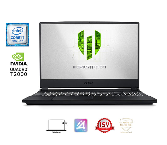 MSI WE65 9TJ-015CA 15.6" FHD Mobile Workstation Intel Core i7-9750H Quadro T2000 16GB 256G NVMe SSD+1TB Win10 Pro, Aluminum Black