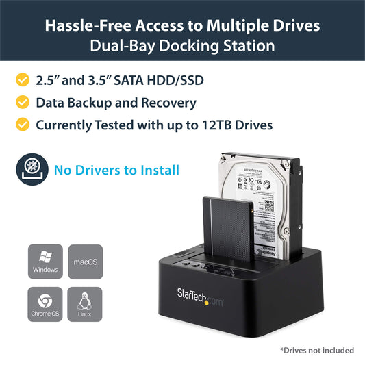 StarTech.com USB 3.1 (10Gbps) Hard Drive Duplicator Dock - USB/USB-C [Thunderbolt 3 Compatible] Cloner (SDOCK2U313R)