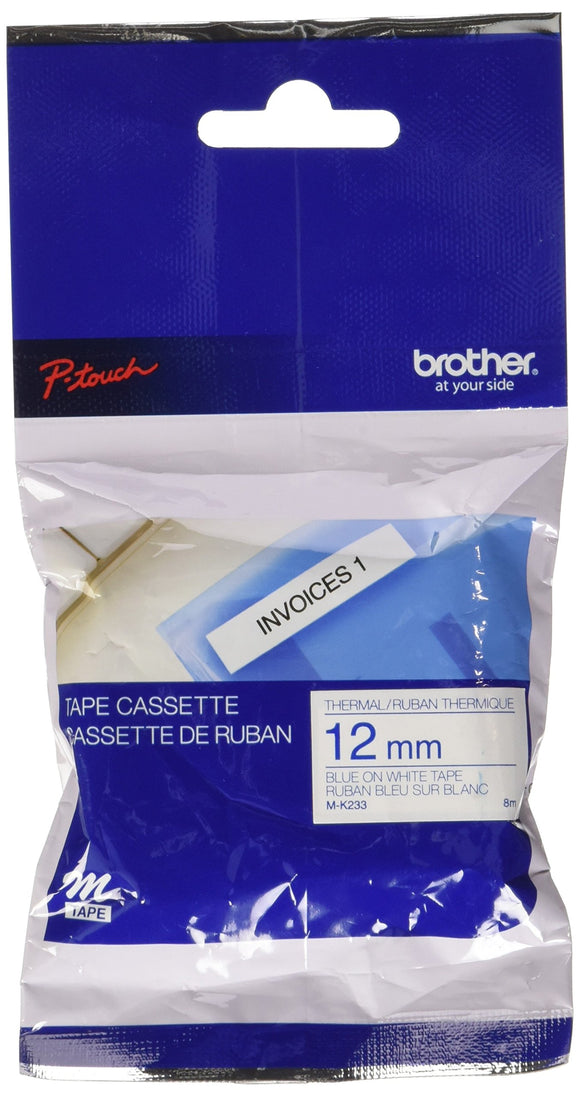 Labels - Non-Laminated Tape - Blue on White - Roll (0.47 in X 26.3 Ft) (MK233)