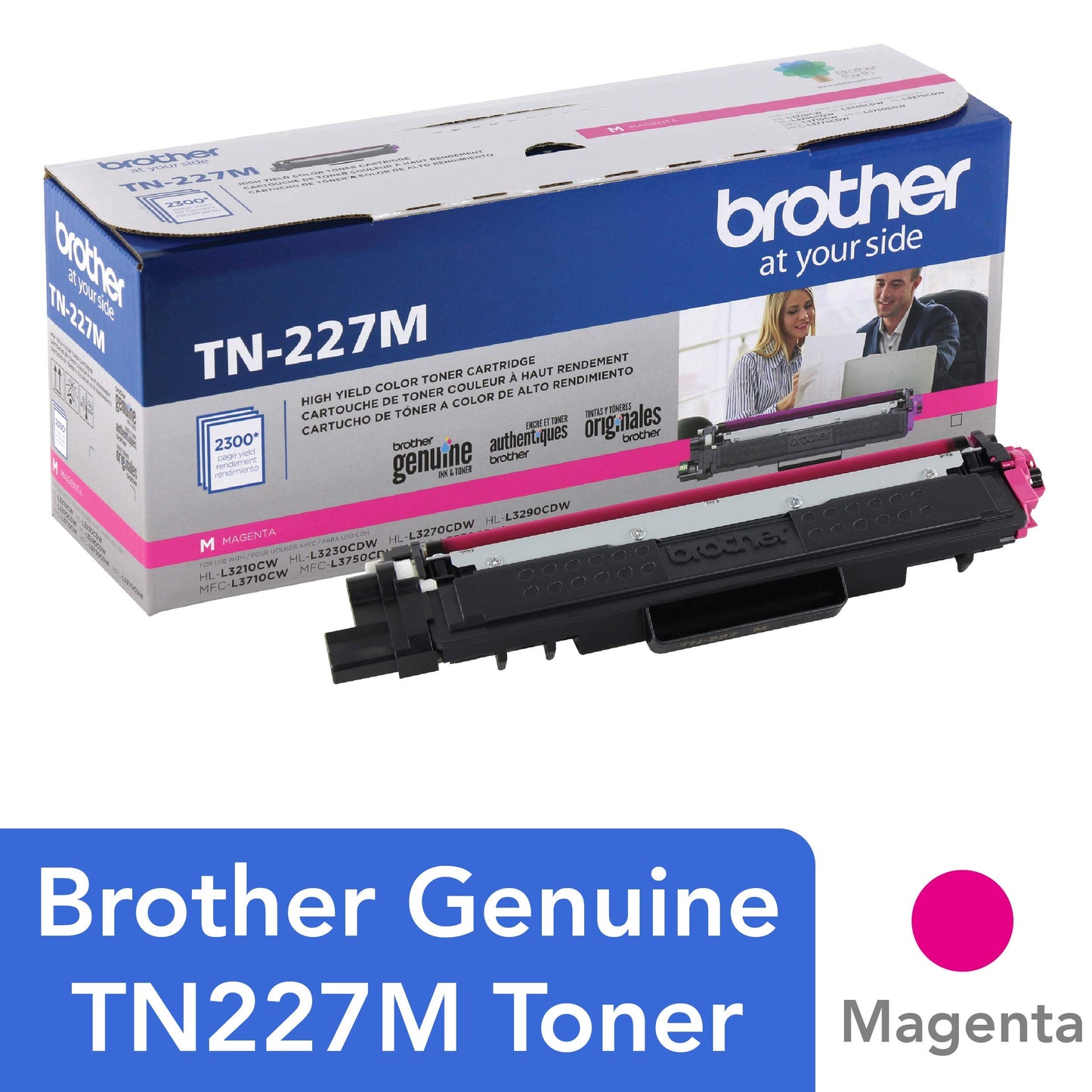 Brother Genuine TN227M, High Yield Toner Cartridge, Replacement Magenta Toner, Page Yield Up to 2,300 Pages, TN227, Amazon Dash Replenishment Cartridge