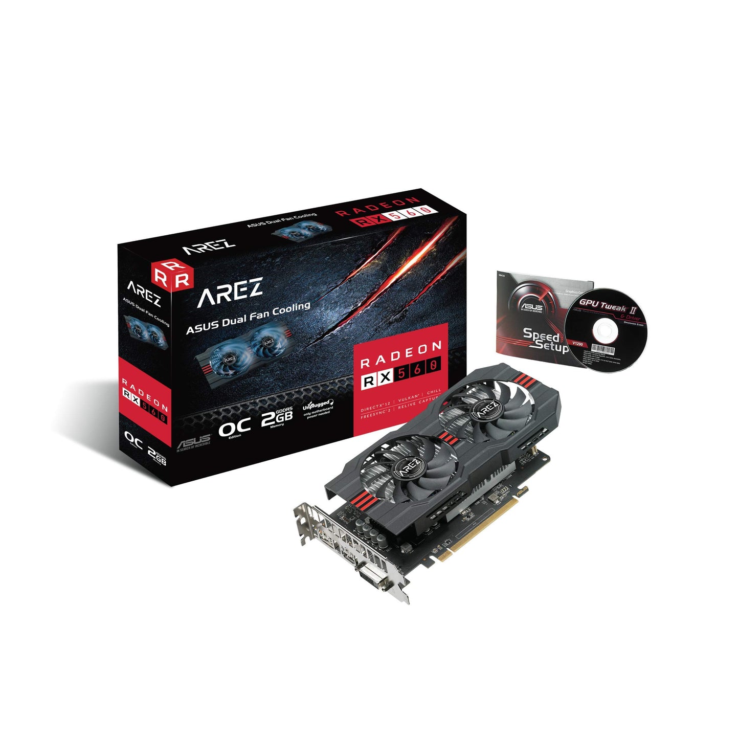 ASUS OC Edition GDDR5 DP HDMI DVI AMD Graphics Card (AREZ-RX560-O2G-EVO)
