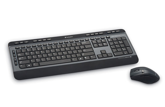 Verbatim Wireless Multimedia Keyboard and 6-Button Mouse Combo - 2.4GHz with Nano Receiver - Mac & PC Compatible - Black
