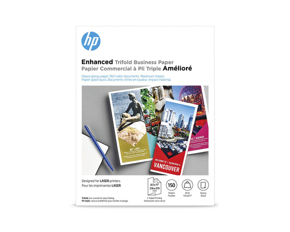 HP Tri-fold Color Laser Glossy Brochure Paper (150 Sheets, 8.5 x 11 Inches)