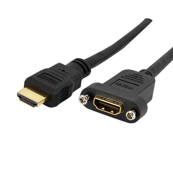 StarTech.com 3 ft. (0.9 m) HDMI Female to Male Adapter - Panel Mount - HDMI Female to Male Cable - (HDMIPNLFM3)