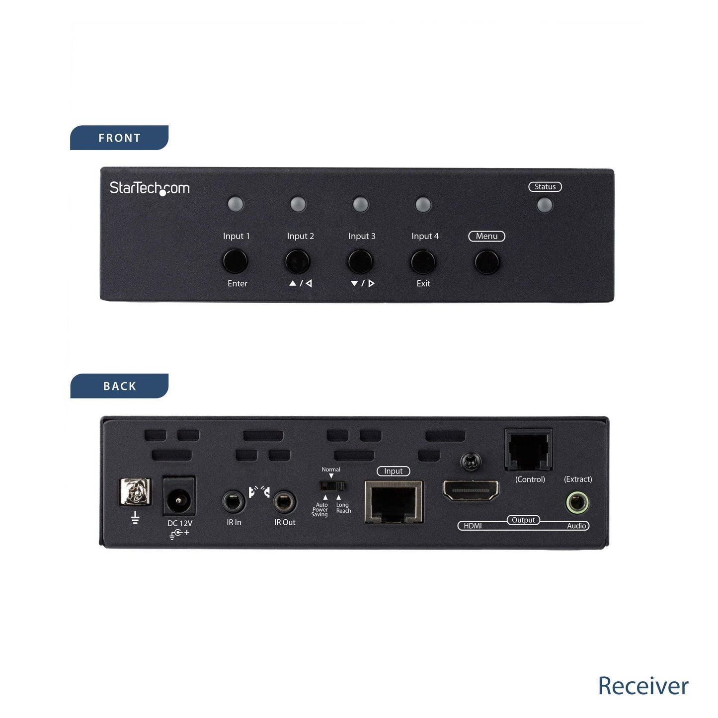 StarTech.com Multi-Input HDBaseT Extender Kit - Built-in Switch and Video Scaler - DisplayPort HDMI and VGA Over CAT6 or CAT5 (ST121HDBTSC)