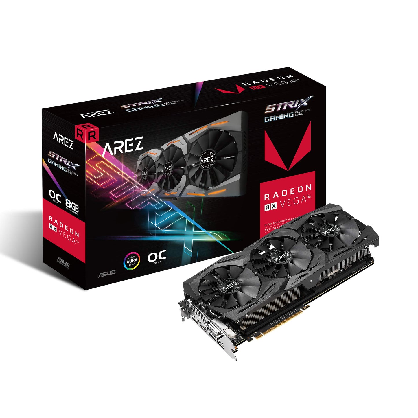 ASUS Arez Strix Radeon Rx Vega56 8GB OC Edition VR Ready 5K HD Gaming DP HDMI DVI AMD Gaming Graphics Card Graphic Cards AREZ-STRIX-RXVEGA56-O8G-GAMING