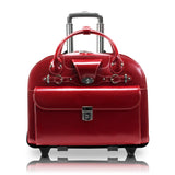 McKlein 96646 USA Roseville 15" Leather Fly-Through Checkpoint-Friendly Patented Detachable -Wheeled Ladies' Laptop Briefcase Red