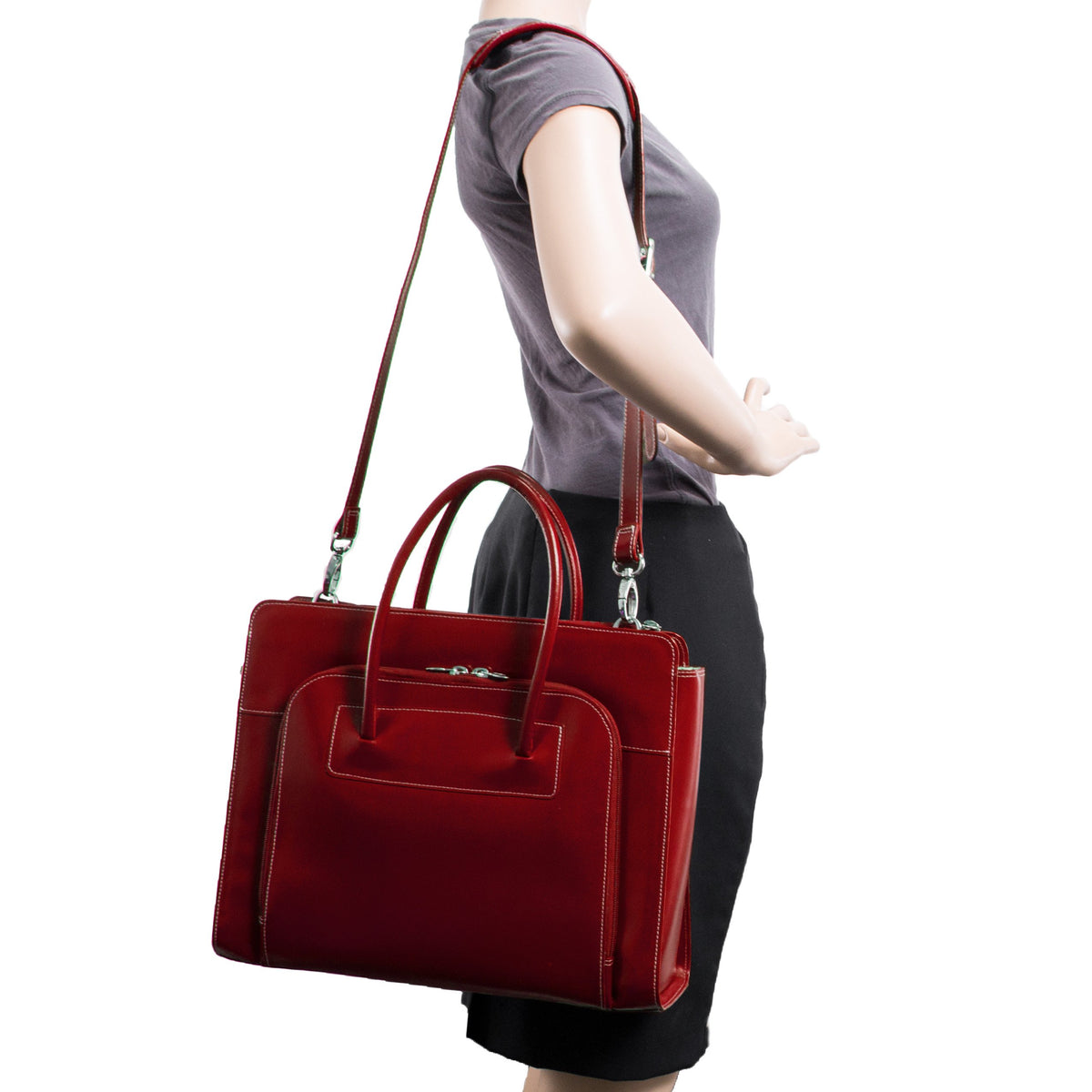 McKleinUSA LAKE FOREST 94336 Red Leather Women's Case w/ Removable Sleeve