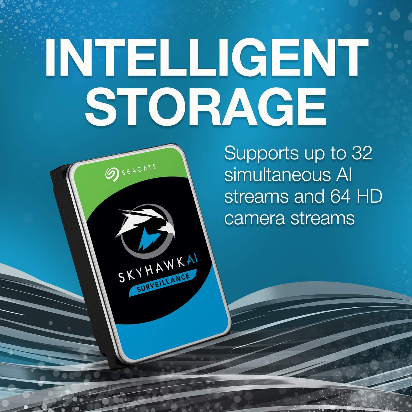 Seagate Skyhawk AI 16TB Surveillance Internal Hard Drive HDD - 3.5 Inch SATA 6GB/S 256MB Cache for DVR NVR Security Camera System with Drive Health Management (ST16000VE0008)