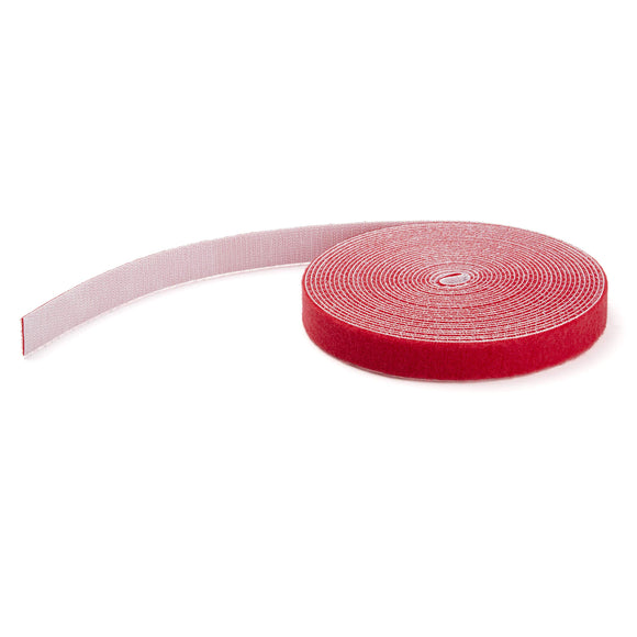 Hook and Loop Tape - 100 ft. - Reusable Adjustable Cable Ties - Red (HKLP100RD)