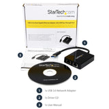 StarTech.com USB32000SPT USB 3.0 to Dual Port Gigabit Ethernet Adapter NIC with USB Port