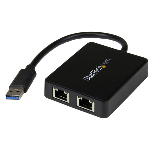 StarTech.com USB32000SPT USB 3.0 to Dual Port Gigabit Ethernet Adapter NIC with USB Port