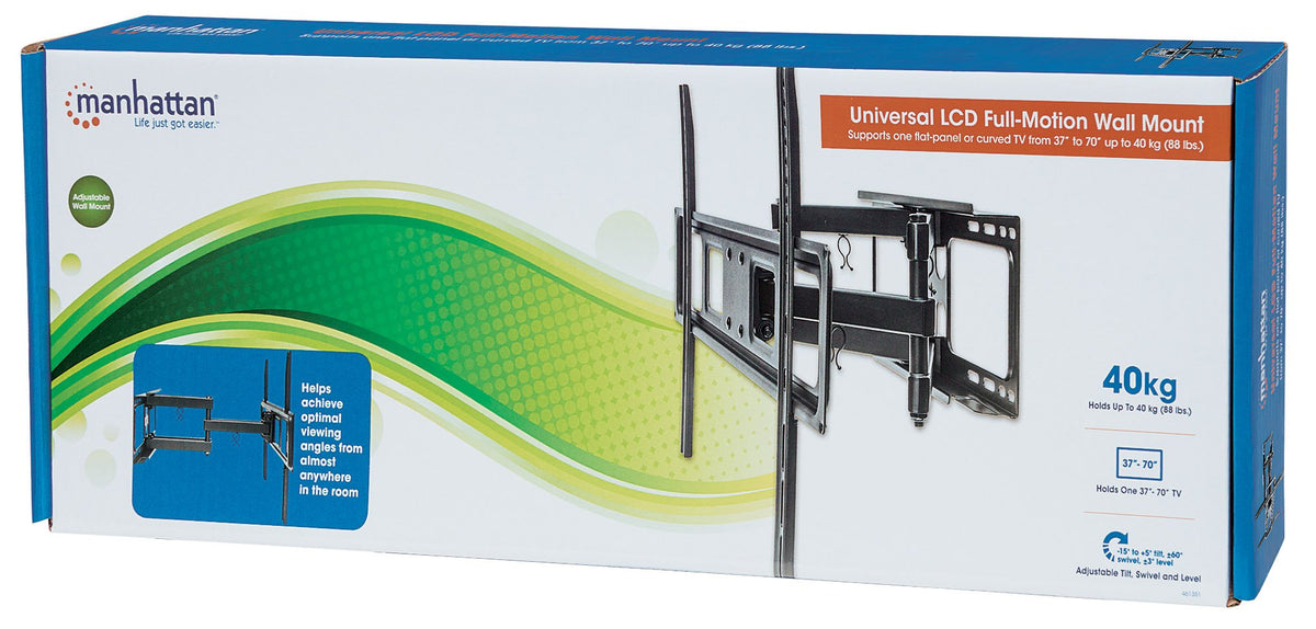 UNIVERSAL LCD FULL-MOTION WALL MOUNT, HOLDS ONE 37 TO 70 FLAT-PANEL OR CURVED TV