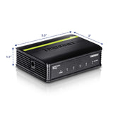 TRENDnet 5-Port Unmanaged Gigabit GREENnet Desktop Plastic Housing Switch, Plug & Play, 5 x Gigabit Ports, 10 Gbps, TEG-S5g