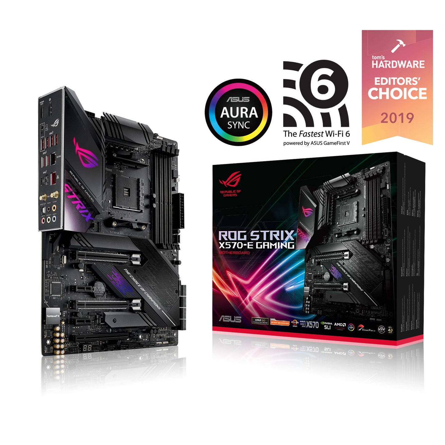 ASUS ROG Strix X570-E Gaming ATX Motherboard with PCIe 4.0, Aura Sync RGB Lighting, 2.5 Gbps and Intel Gigabit LAN, WiFi 6 (802.11Ax), Dual M.2 with Heatsinks, SATA 6GB/S and USB 3.2 Gen 2