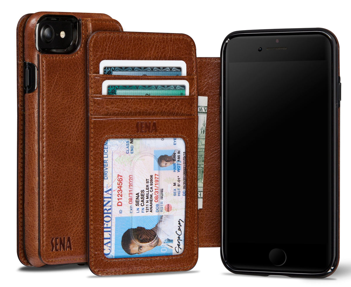 Sena Heritage Walletbook Drop Safe Leather Wallet Book Case  7 8 - Cognac