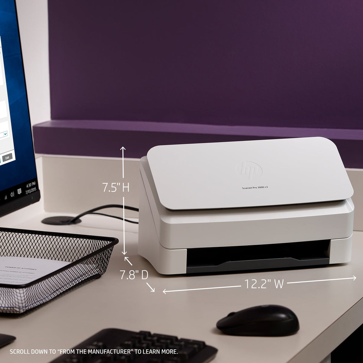 Refurbished HP ScanJet Pro 3000 s3 Sheet-feed OCR Scanner(L2753A#BGJ)