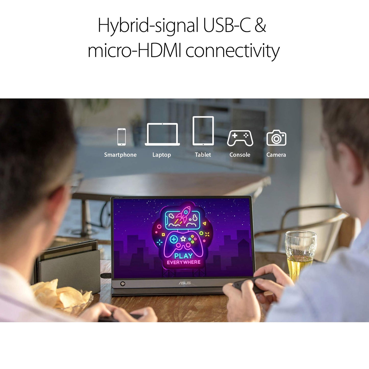 Asus ZenScreen MB16AMT 15.6" Full HD Portable Monitor Touch Screen HDMI with Foldable Smart Case, Dark Gray