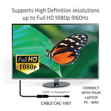 Club 3D UltraAV DisplayPort to HDMI Passive Adapter Cable (CAC-1001), Black