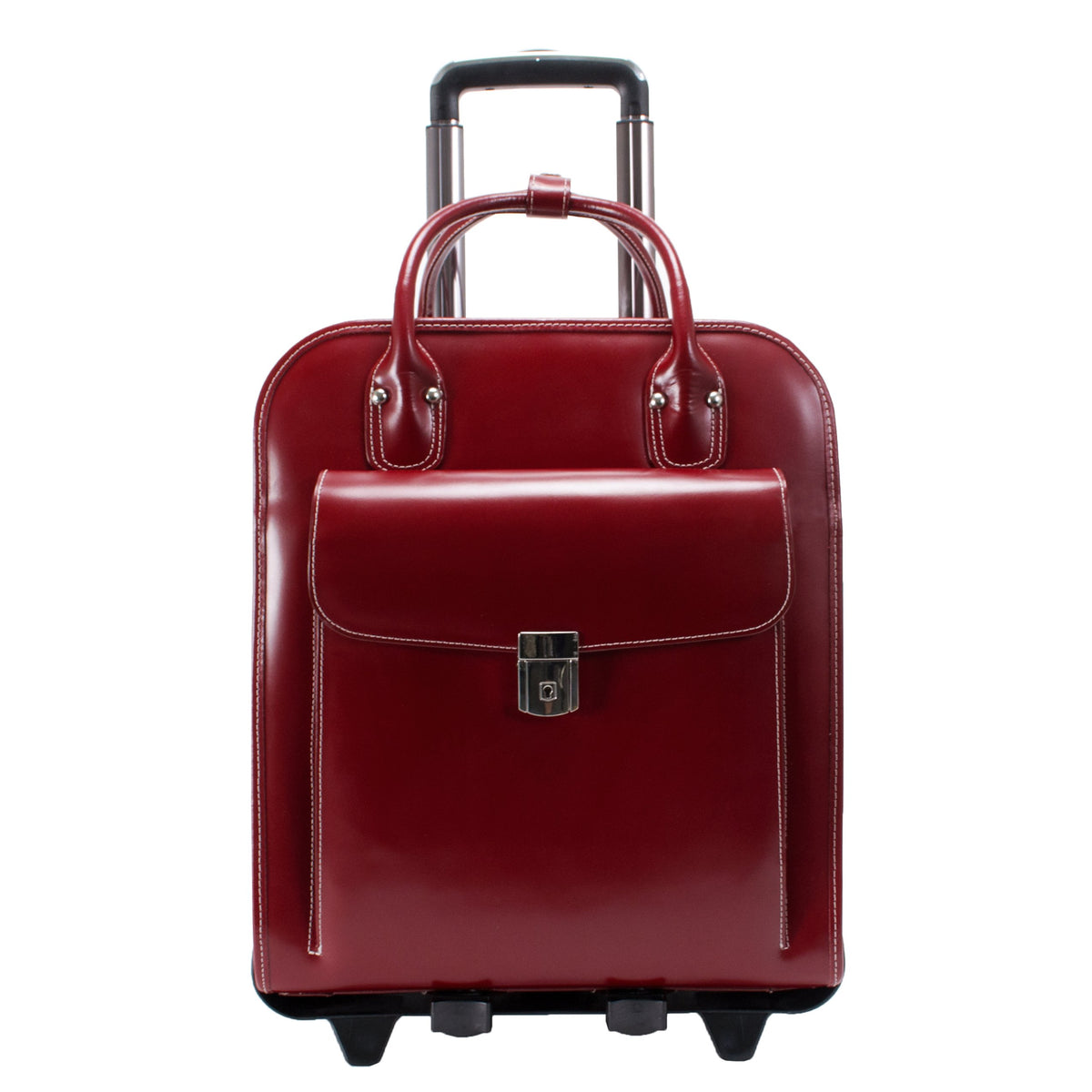 McKlein 96496 USA la Grange 15" Leather Vertical Patented Detachable -Wheeled Ladies' Laptop Briefcase Red