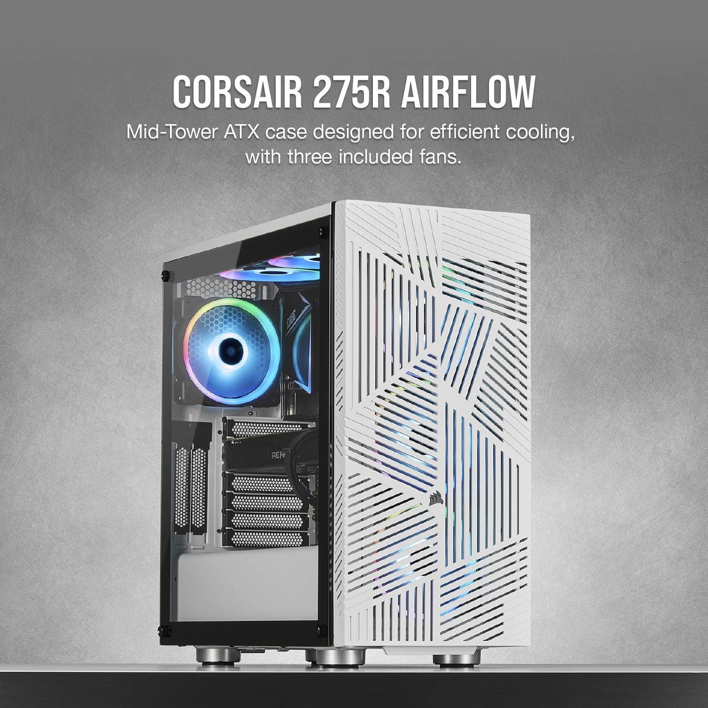 Corsair 275R Airflow Tempered Glass Mid-Tower Gaming Case, White