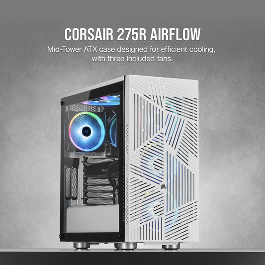 Corsair 275R Airflow Tempered Glass Mid-Tower Gaming Case, White