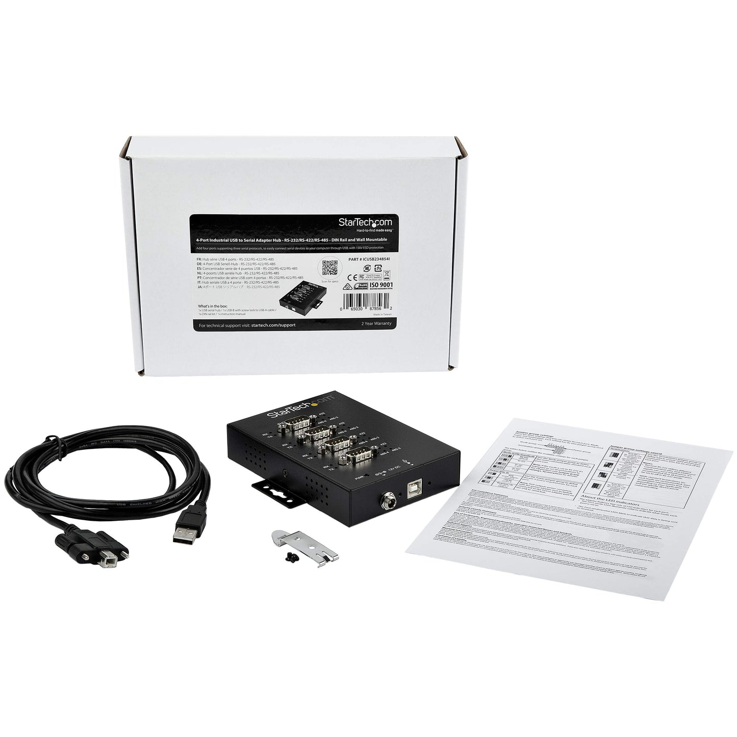 StarTech.com ICUSB234854I USB to RS-232/422/485 Serial Adapter 4 Port Industrial 15kV ESD Protection