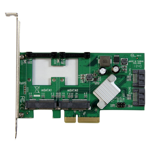 StarTech.com 2 Port PCI Express 2.0 SATA III 6Gbps RAID Controller Card w/ 2 mSATA Slots & HyperDuo SSD Tiering - PCIe SATA 3 Controller (PEXMSATA3422)