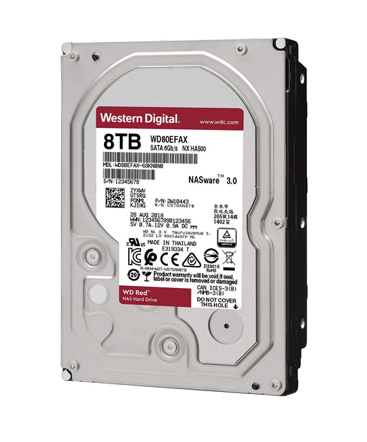 WD Red 8TB NAS Internal Hard Drive - 5400 RPM Class, SATA 6 Gb/s, 256 MB Cache, 3.5" - WD80EFAX