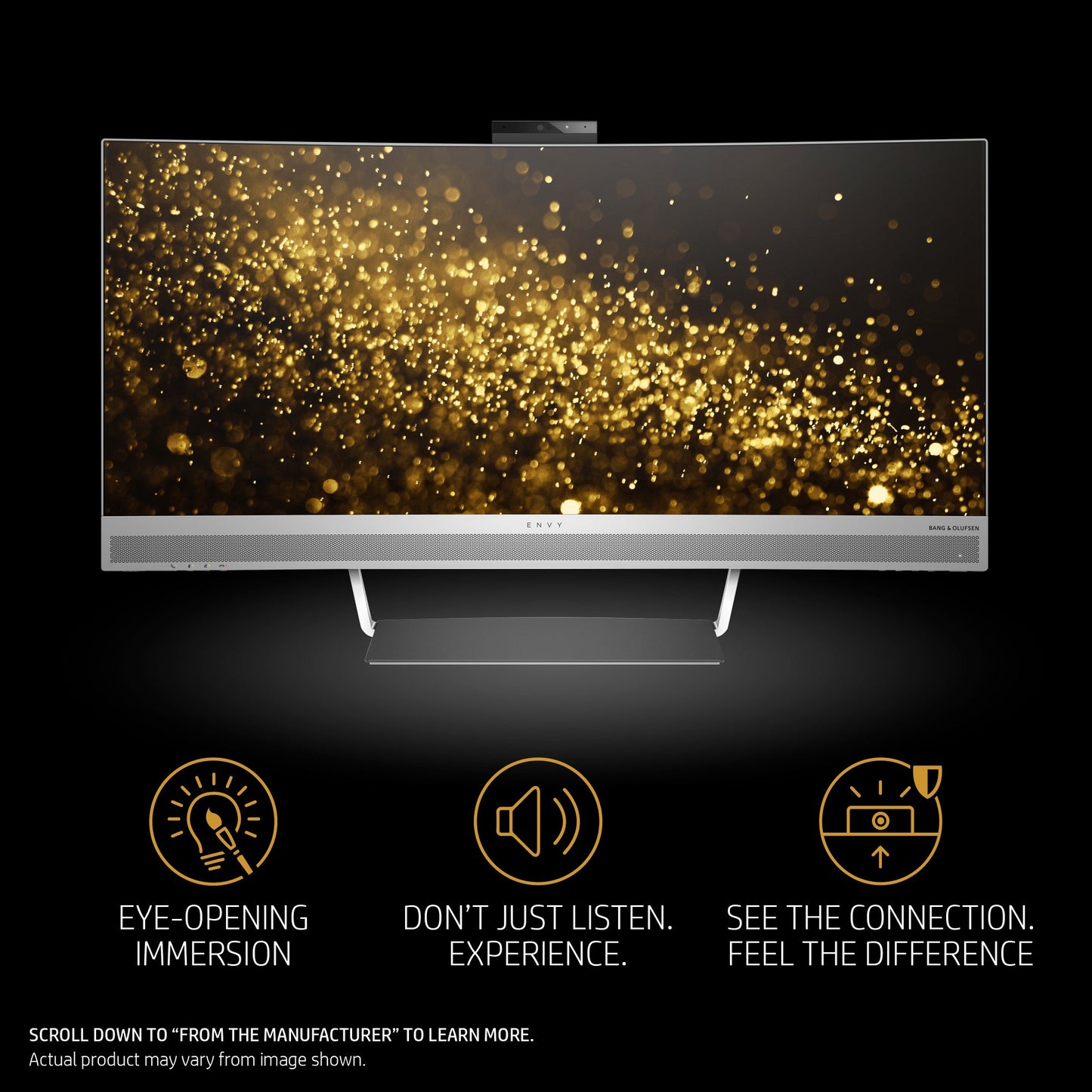 HP ENVY 34 Curved Display Ultra WQHD Curved Monitor with AMD Freesync Technology, Webcam and Audio by Bang & Olufsen (Black/Silver)